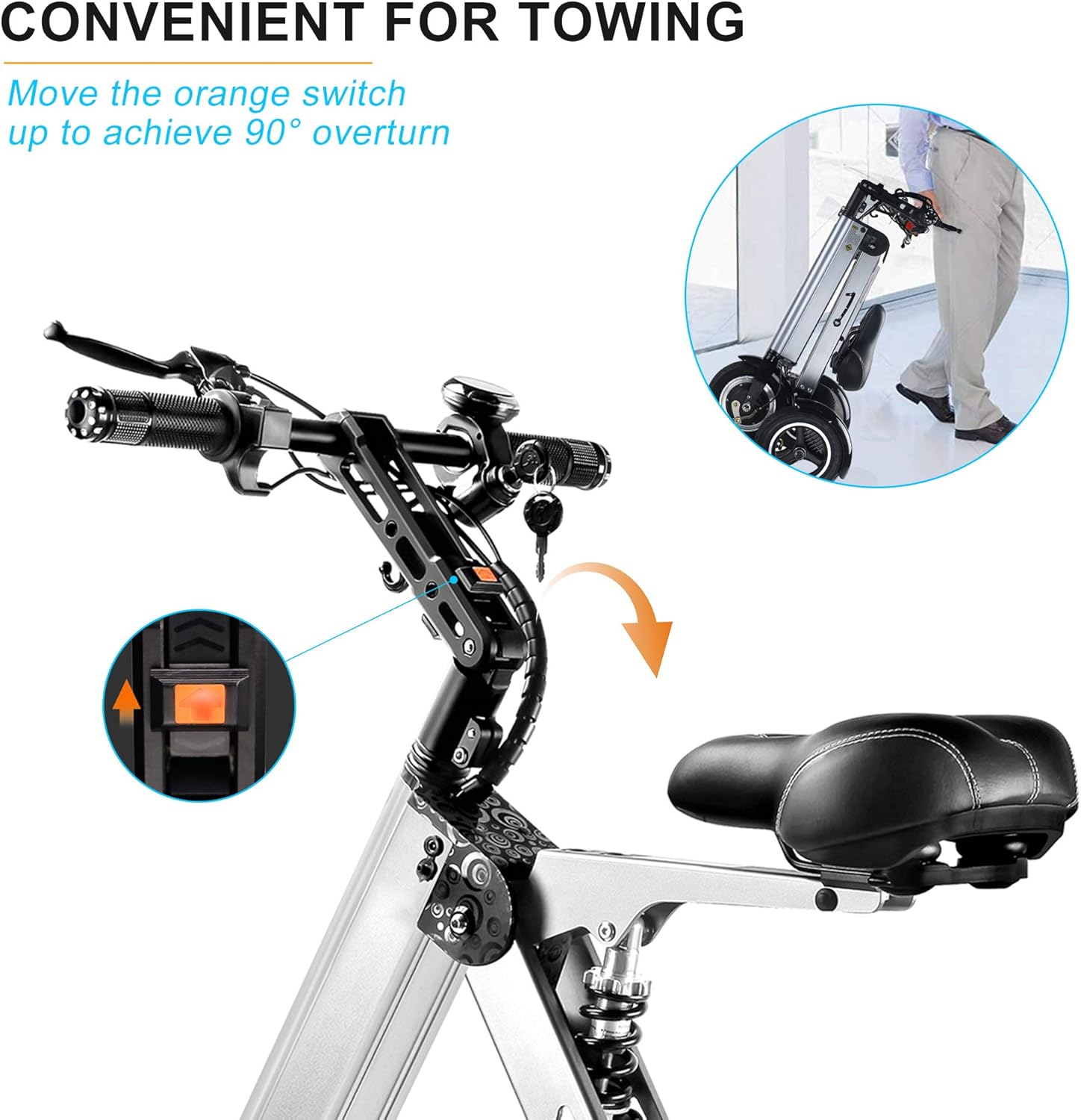 Electric Scooter Mini Tricycle with 10 Inche Pneumatic Tires and Reverse Function I6295