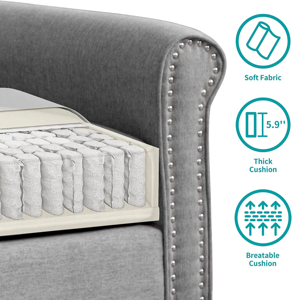 2 Piece Soft Sofa Loveseat Set, Light Grey P564
