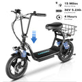Black 500W Electric Scooter with Seat, 14" Tires, 20 MPH Max, 15 Miles Range O367412