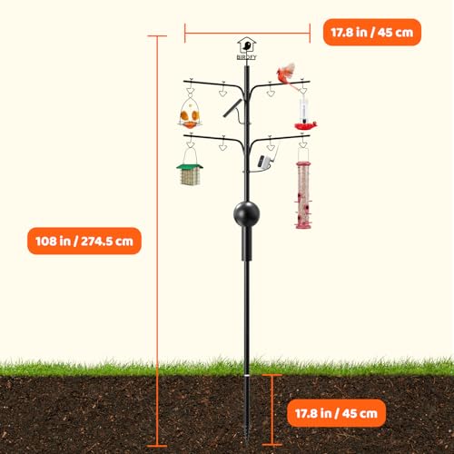 108 Inch Rust-Proof Bird Feeder Pole with Squirrel Baffle L5438