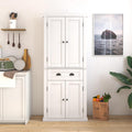 White 4 Door Kitchen Pantry Storage Cabinet with Adjustable Shelves and Drawer D877