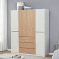 White 4 Door 3 Drawer Wooden Wardrobe Closet Cabinet W300