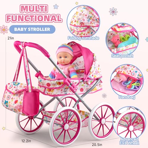 24 PCS Baby Doll Stroller Set with Doll Clothes U647
