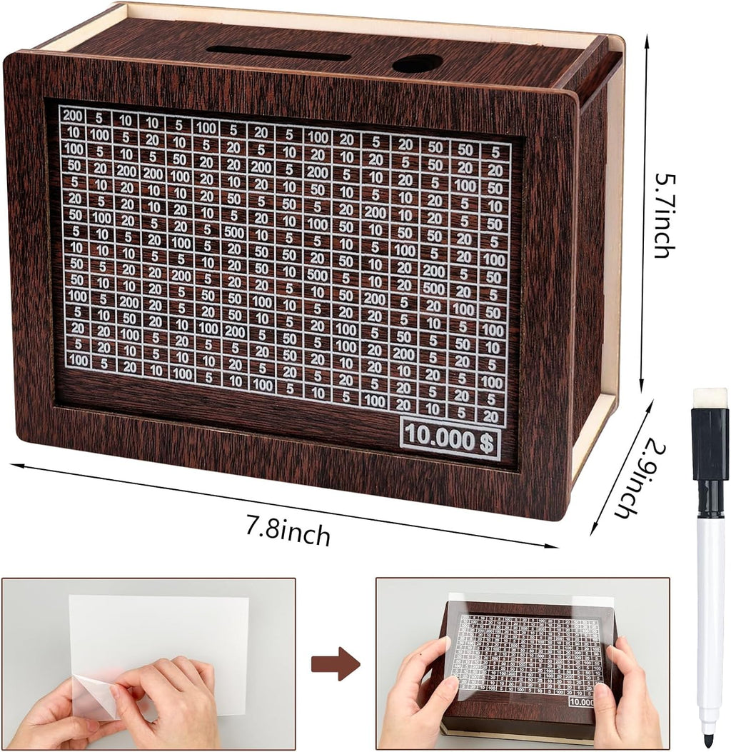 Wooden Cash Vault Savings Box with Counter B751