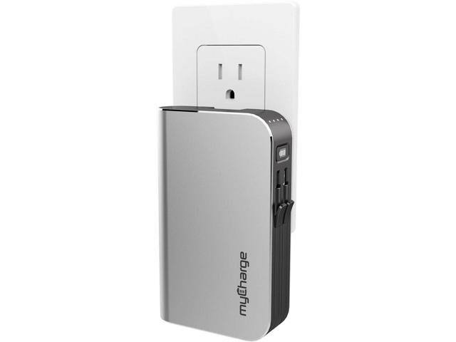 6700 mAh Portable Charger Power Bank with Foldable Plug and Built in Cables D56917