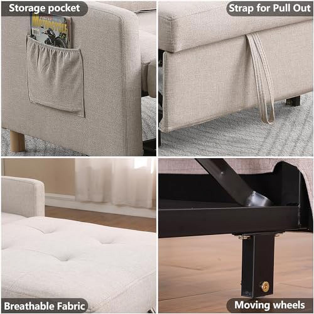 Grey Sleeper Sofa Chair Bed 3-in-1 Convertible Chair Q423994