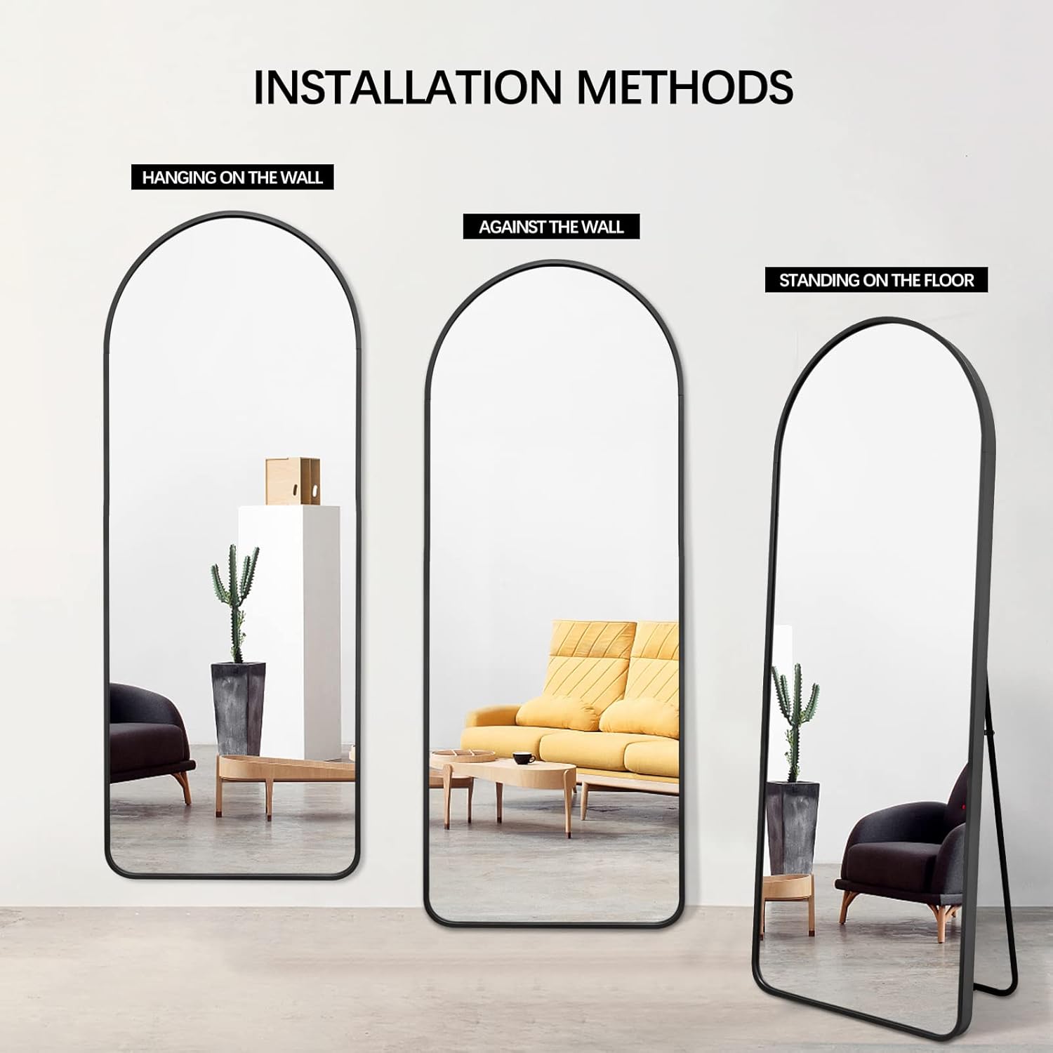 Black Arched Full Length Floor Mirror T85674