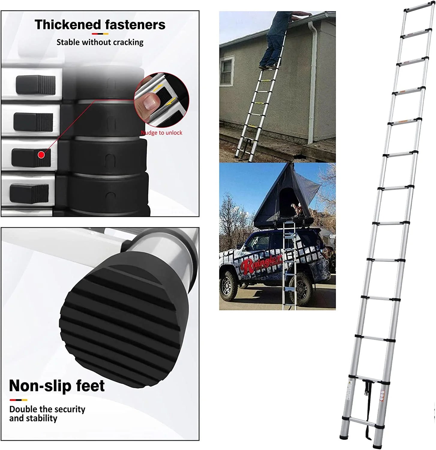 Aluminum Telescoping Extension Ladder 12FT B394397