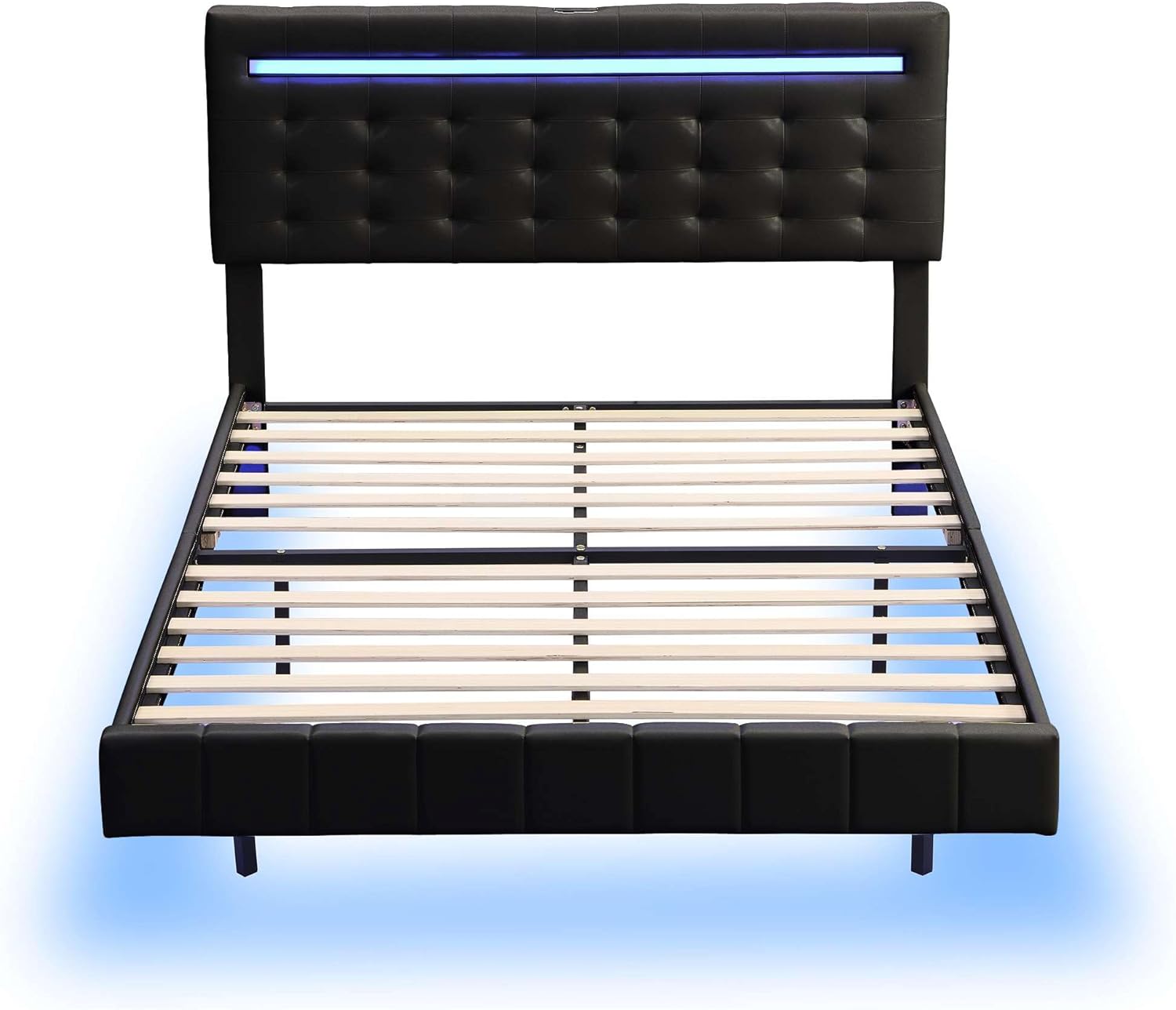 Full Size Floating Bed Frame with LED Lights and USB Charging P237258