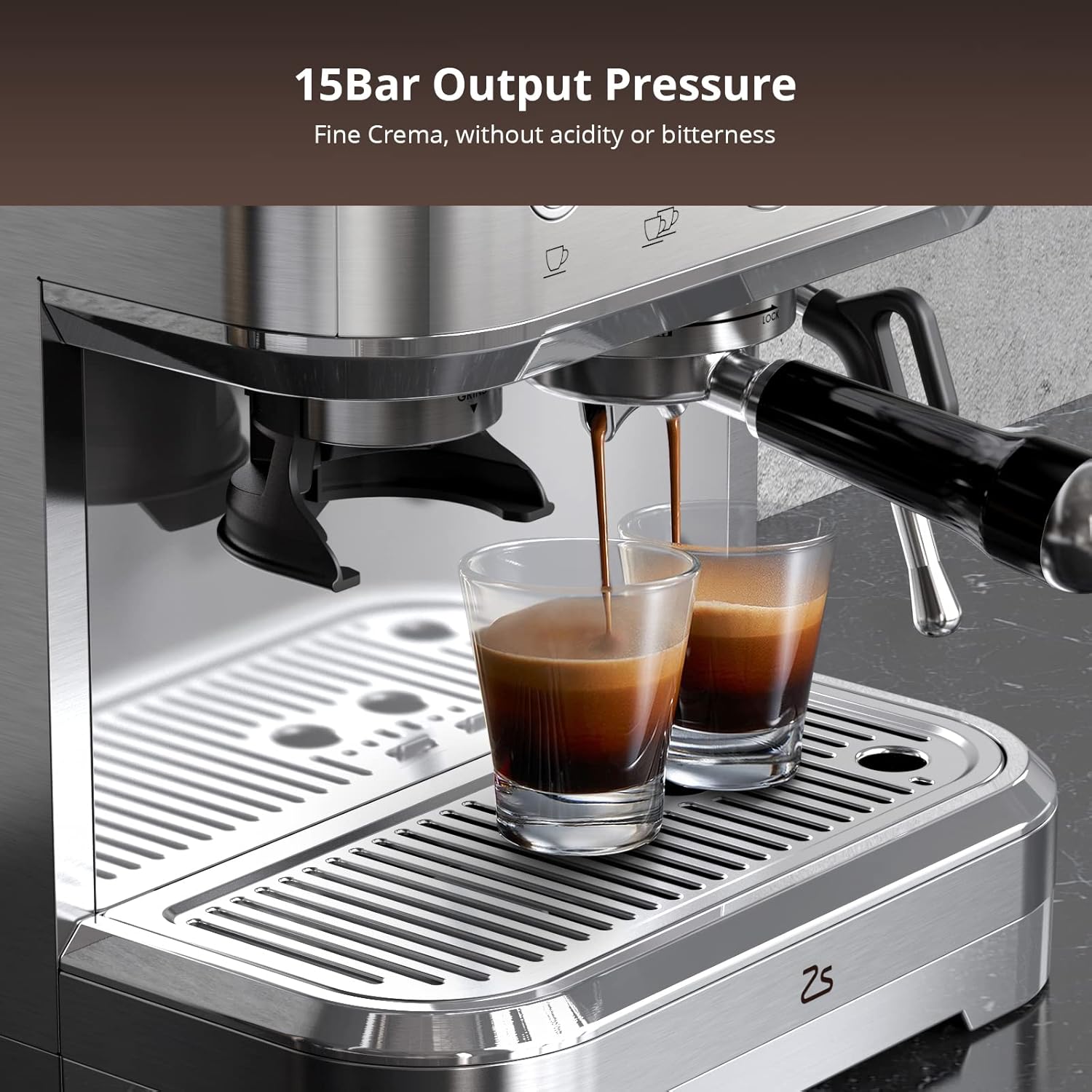 15 Bar Automatic Espresso Coffee Maker with Grinder and Milk Frother P2882