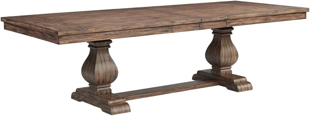 Rectangle Standard Height Dining Table, 42" D x 84" W x 30" H, Double Pedestal Base, Includes Two 12" Removable Extension Leaves B619880