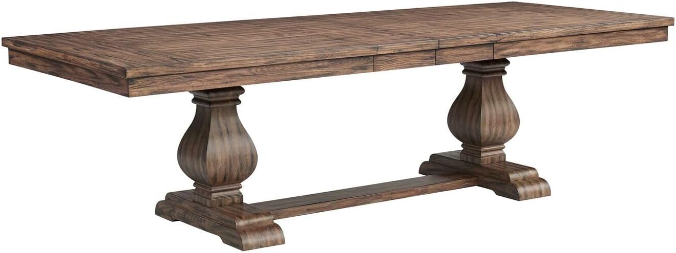 Rectangle Standard Height Dining Table, 42" D x 84" W x 30" H, Double Pedestal Base, Includes Two 12" Removable Extension Leaves B619880