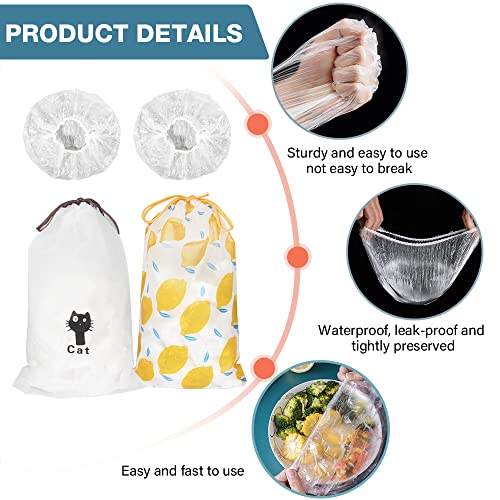 200PCS Reusable Elastic Plastic Bowl Covers S304843