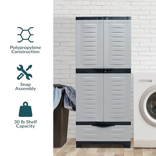Lockable Storage Cabinet with 3 Adjustable Shelves - 57.5" H - Shadow C5323
