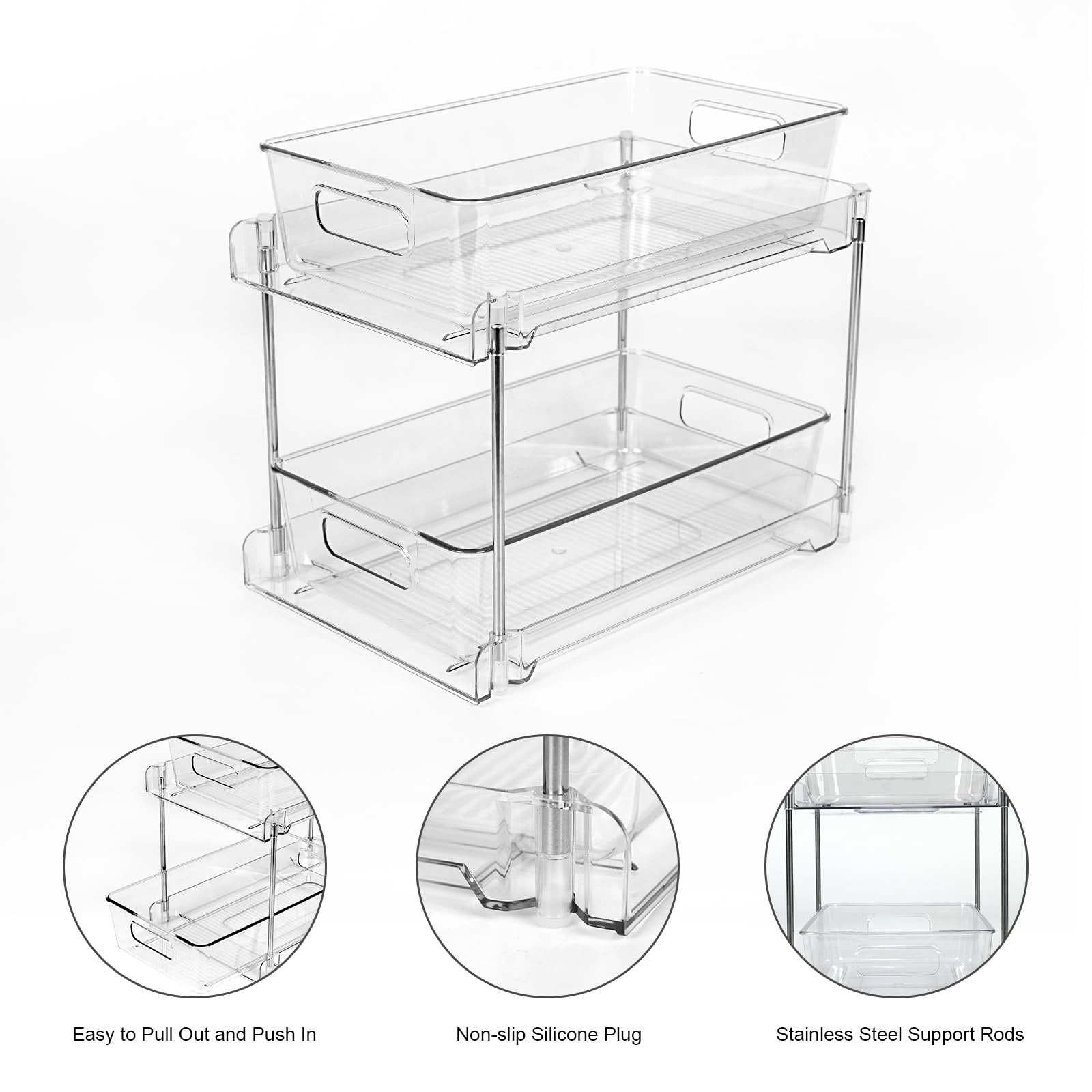 Clear 2-Tier Under Sink Pull-Out Drawer C532