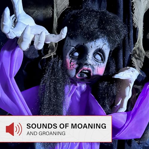 5.25-ft. Standing Gravekeeper Animatronic with Red LED Eyes and Sound Effects W73160
