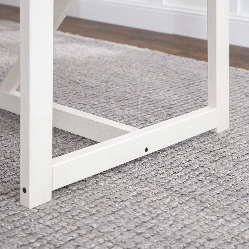 Rustic Oak/White Solid Wood Trestle Dining Table V266