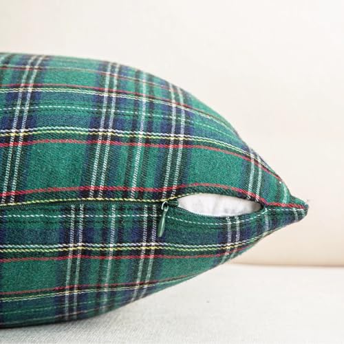 Pack of 2 Green Plaid Decorative Throw Pillow Covers, 20 x 20 Inches H31298