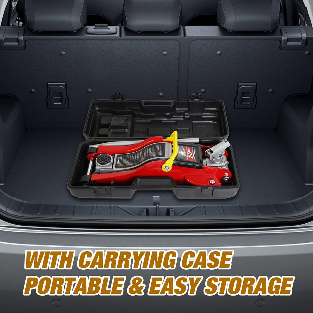 Red 2.5 Ton Hydraulic Floor Jack with Storage Case H149