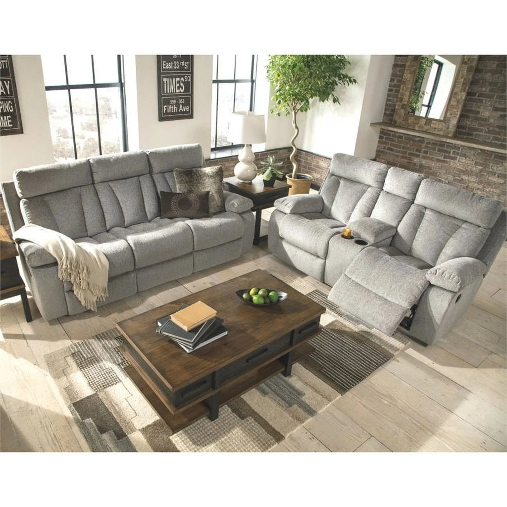 Contemporary Reclining Loveseat with Console in Fog N295148