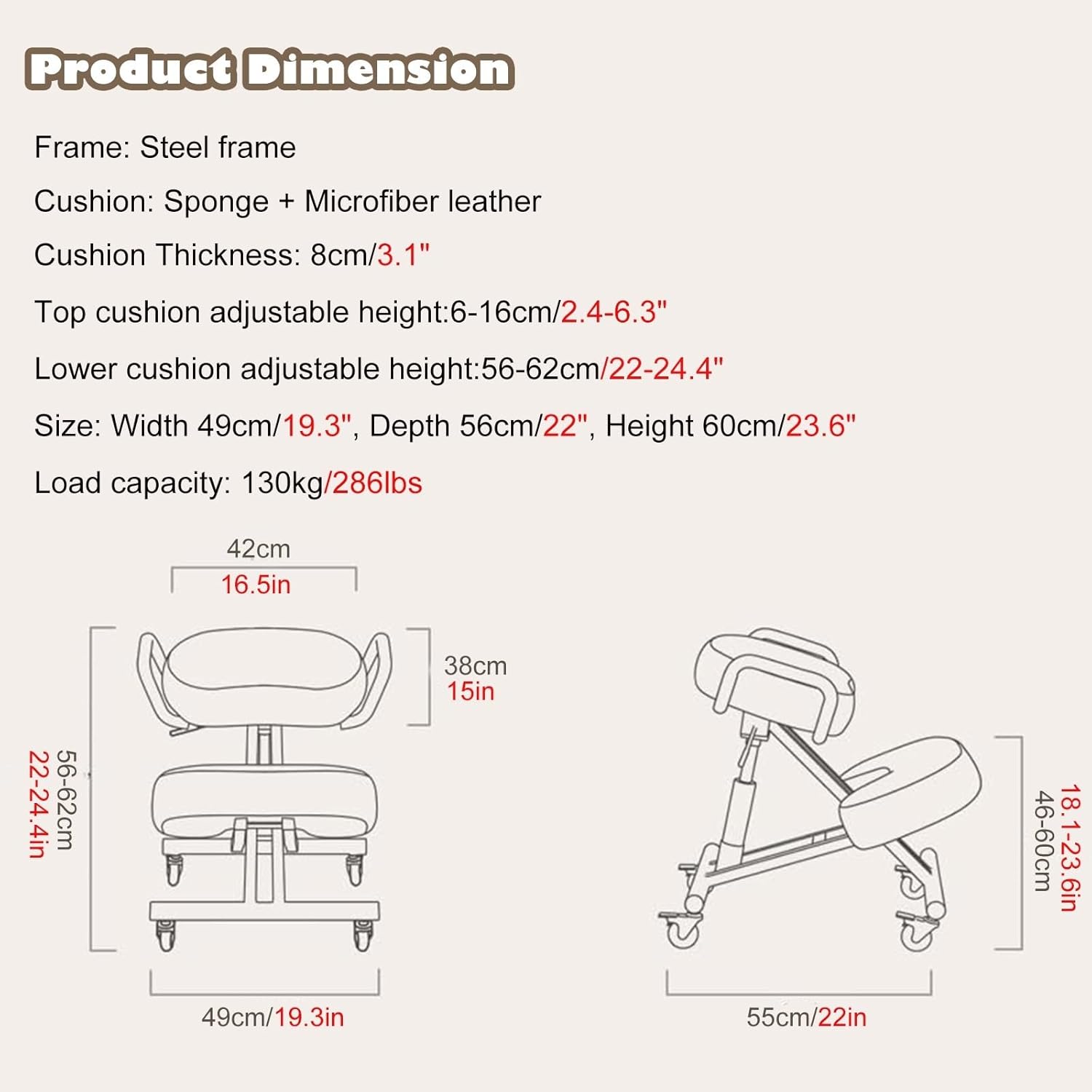 Ergonomic Kneeling Chair with Arm J42953