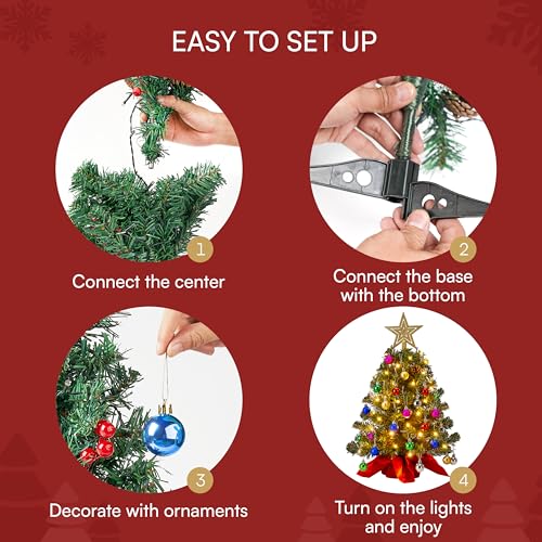 24" Mini Christmas Tree Tabletop Set with Clear LED Lights Z587393