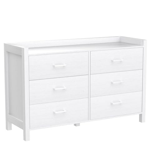 White 6 Drawer Wood Dresser with LED Lights Q132503