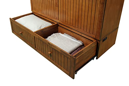Queen Blonde Oak Murphy Cabinet Chest Bed R852