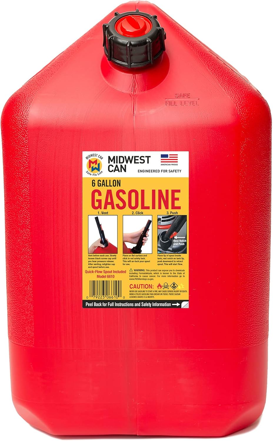 6 Gallon Gasoline Can with Auto Shut Off Spout Z395