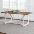 Rustic Oak/White Solid Wood Trestle Dining Table V266