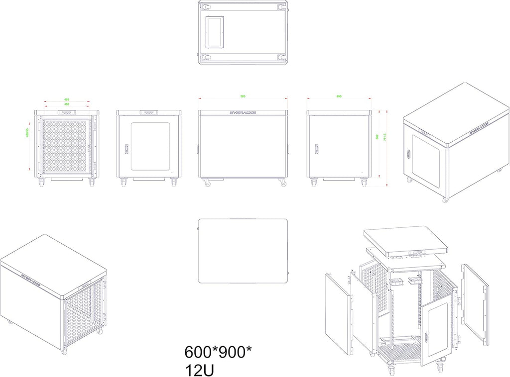12U 35 inch Depth Soundproof Server Rack Cabinet S522645