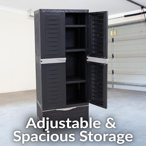 Lockable Storage Cabinet with 3 Adjustable Shelves - 57.5" H - Shadow C5323
