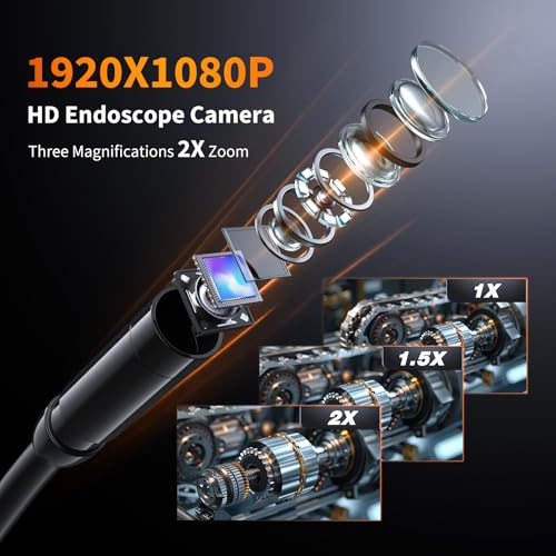4.3" 1920P HD IP67 Waterproof 16.4ft Semi-Rigid Endoscope Camera with 8 LED Lights K380709