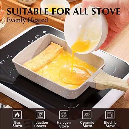 Nonstick Granite Omelette Pan with Spatula, 6" x 7" (Grey) T142142