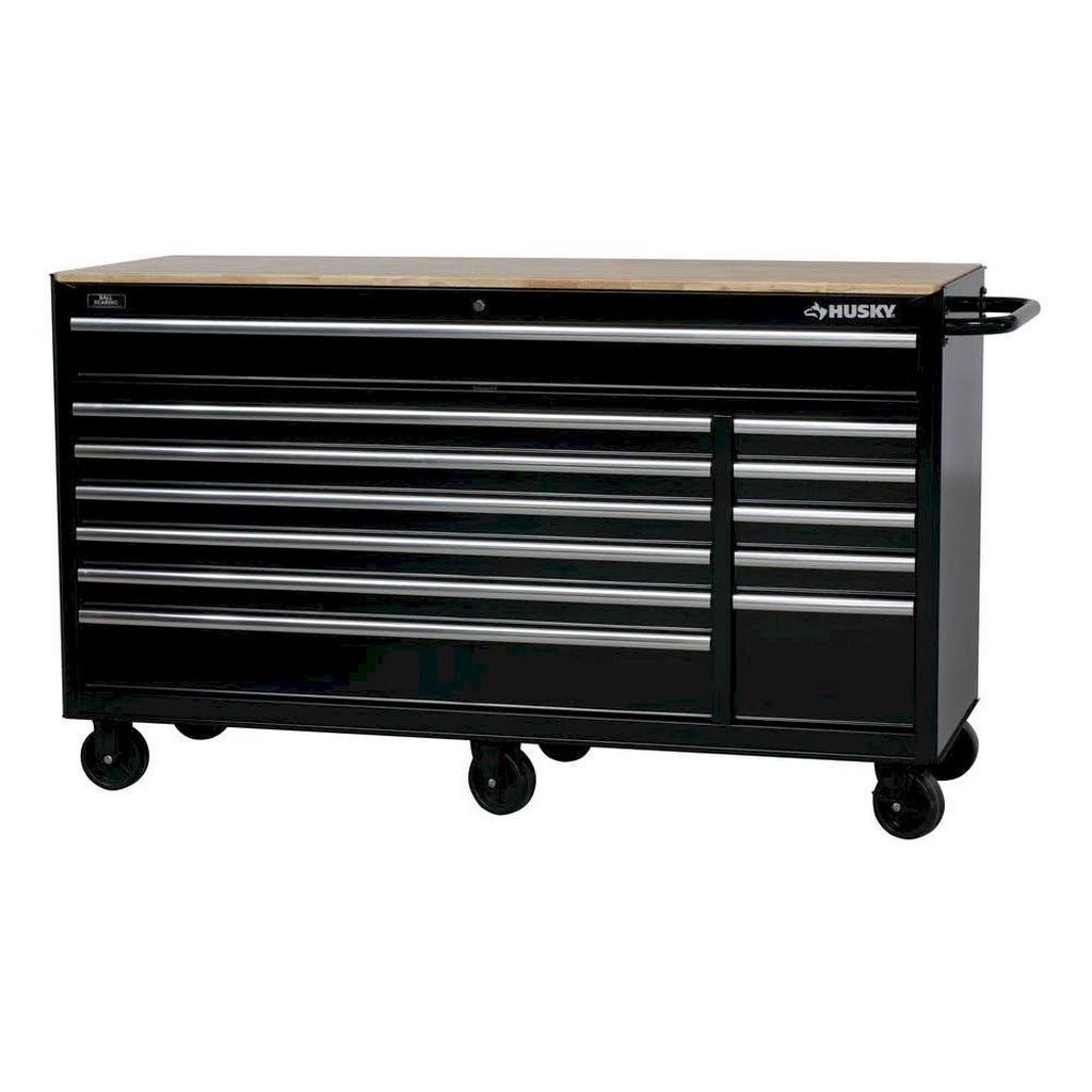 12-Drawer Heavy-Duty Mobile Workbench in Black D479405