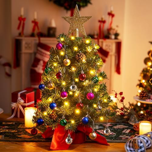 24" Mini Christmas Tree Tabletop Set with Clear LED Lights Z587393