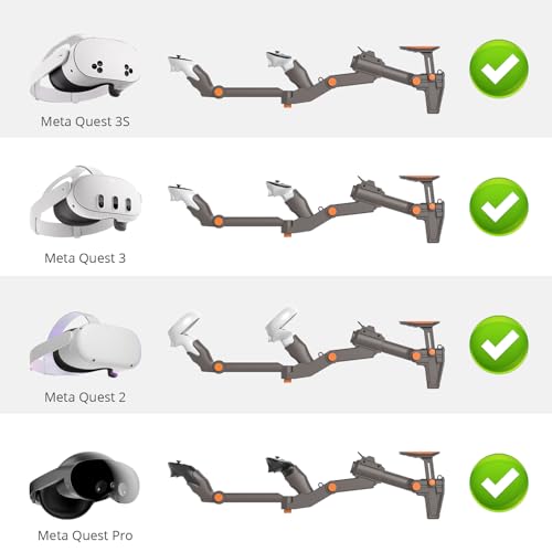 Adjustable Gunstock for Meta Quest 2 Quest 3 Quest 3S Quest Pro with Quick Magnetic Attachment Cheek Pad (Gunmetal Gray) L55522